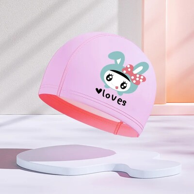 Jauna dizaina PU slāņa bērnu peldcepure, ūdensnecaurlaidīga brīvi pieguļoša multfilma, jauks stils vidējiem un maziem bērniem vairumtirdzniecība