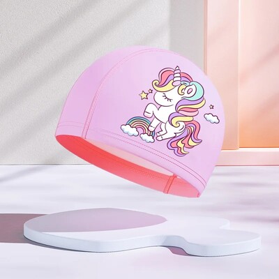 Jauna dizaina PU slāņa bērnu peldcepure, ūdensnecaurlaidīga brīvi pieguļoša multfilma, jauks stils vidējiem un maziem bērniem vairumtirdzniecība