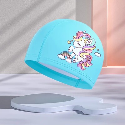 Jauna dizaina PU slāņa bērnu peldcepure, ūdensnecaurlaidīga brīvi pieguļoša multfilma, jauks stils vidējiem un maziem bērniem vairumtirdzniecība