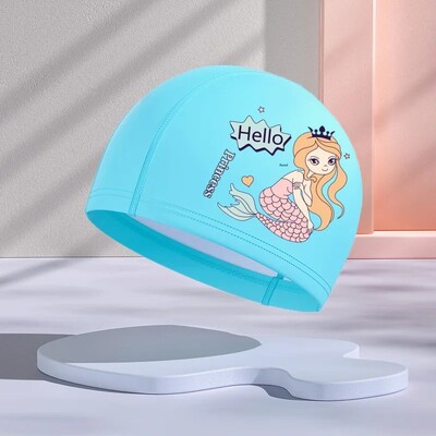 Jauna dizaina PU slāņa bērnu peldcepure, ūdensnecaurlaidīga brīvi pieguļoša multfilma, jauks stils vidējiem un maziem bērniem vairumtirdzniecība