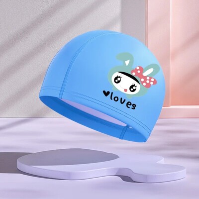 Jauna dizaina PU slāņa bērnu peldcepure, ūdensnecaurlaidīga brīvi pieguļoša multfilma, jauks stils vidējiem un maziem bērniem vairumtirdzniecība