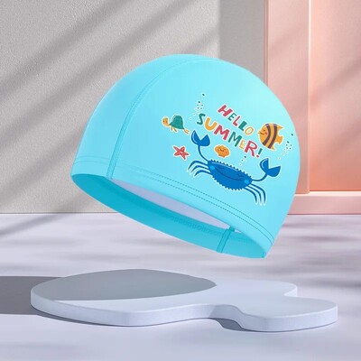 Jauna dizaina PU slāņa bērnu peldcepure, ūdensnecaurlaidīga brīvi pieguļoša multfilma, jauks stils vidējiem un maziem bērniem vairumtirdzniecība