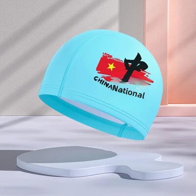 Jauna dizaina PU slāņa bērnu peldcepure, ūdensnecaurlaidīga brīvi pieguļoša multfilma, jauks stils vidējiem un maziem bērniem vairumtirdzniecība