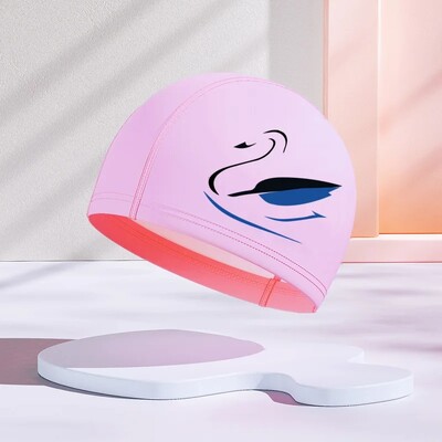 Jauna dizaina PU slāņa bērnu peldcepure, ūdensnecaurlaidīga brīvi pieguļoša multfilma, jauks stils vidējiem un maziem bērniem vairumtirdzniecība