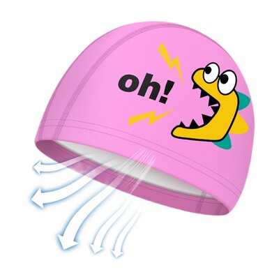 Bērnu peldcepure Ērta galvu nosedzoša cepure Jauki multfilmu peldēšanas apģērbi un aprīkojums meitenēm zēniem tīņiem, mazuļiem ausīm