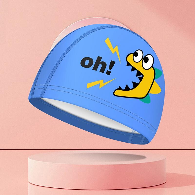 Bērnu peldcepure Ērta galvu nosedzoša cepure Jauki multfilmu peldēšanas apģērbi un aprīkojums meitenēm zēniem tīņiem, mazuļiem ausīm