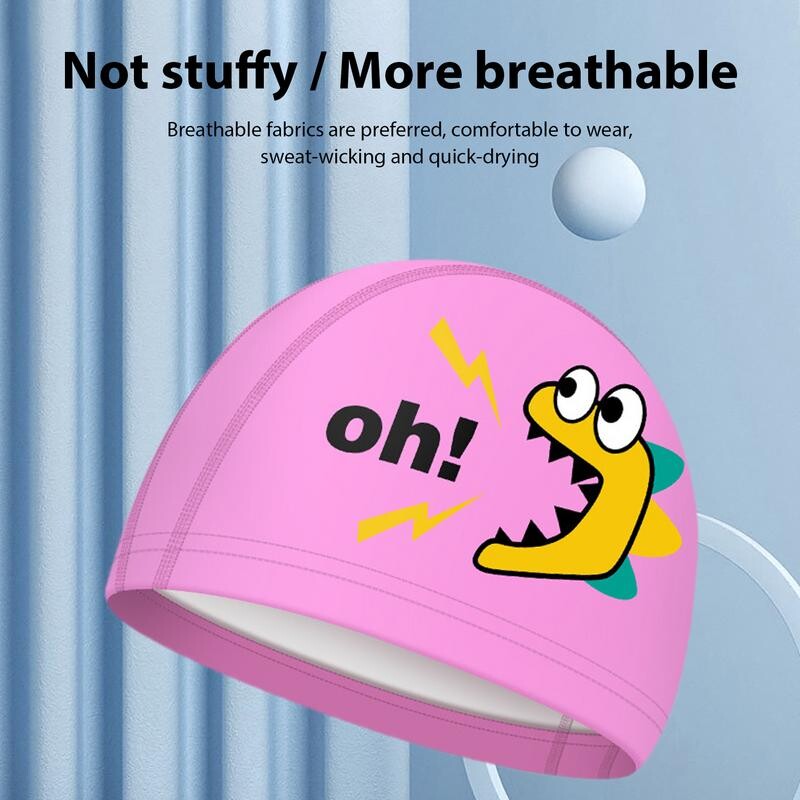 Bērnu peldcepure Ērta galvu nosedzoša cepure Jauki multfilmu peldēšanas apģērbi un aprīkojums meitenēm zēniem tīņiem, mazuļiem ausīm