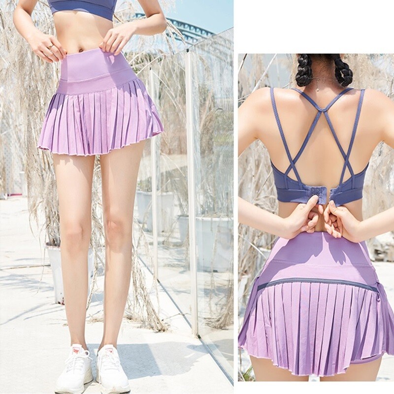 Пола за тенис Cloud Rise Голф йога Плисирани поли с джобове за жени Фитнес тренировка Шортове с висока талия Фитнес спортна пола с голям размер