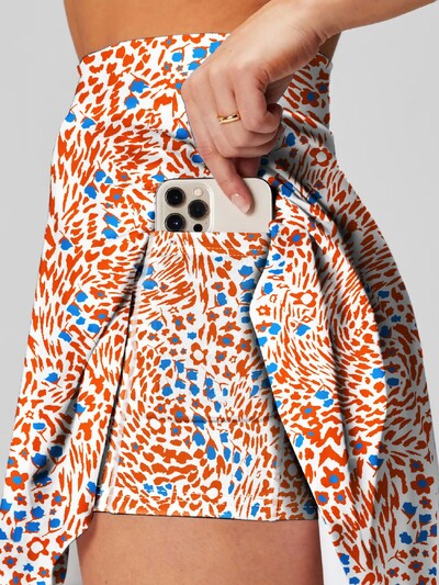 Ženska teniska suknja s džepovima i printom zelenog lišća, atletska 2 u 1 sportska majica za trčanje visokog struka za golf