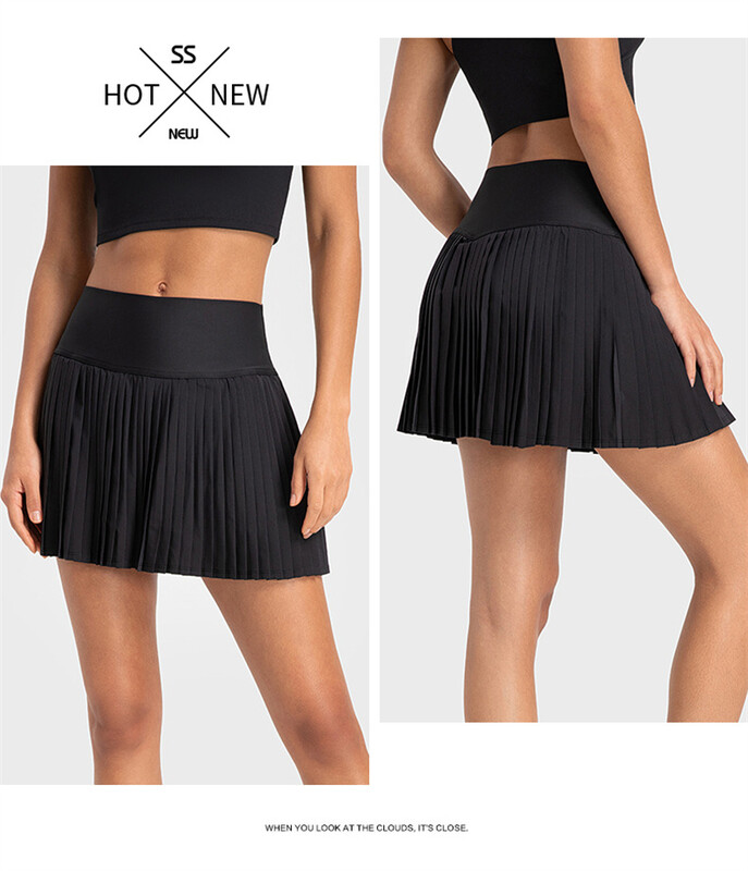 Ženske plisirane sportske teniske suknje Ženske joga fitness kratka suknja visokog struka s džepovima Gym Golf široka mini suknja s džepovima