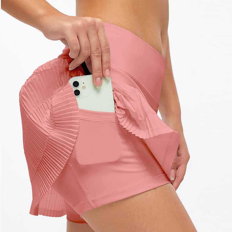 Naiste Sport tenniseseelikud Sportlik seelik Taskutega Jooksupüksid Fitness Kaheosalised võltsitud plisseeritud Sport Skort Golfi spordirõivad