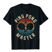 Ping Pong Master Винтидж тенис на маса Тениска със забавен подарък Мъжка разпродажба Готически горнища и тениски Памучни тениски Camisa