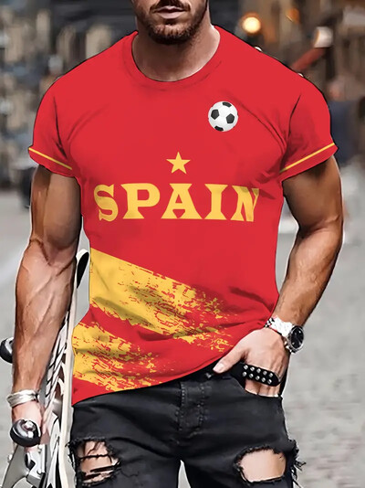 Мъжка тениска 3D щампа за пинг-понг С къс ръкав Ежедневен пуловер с деколте на открито Спортна риза за открито Облекло с големи размери