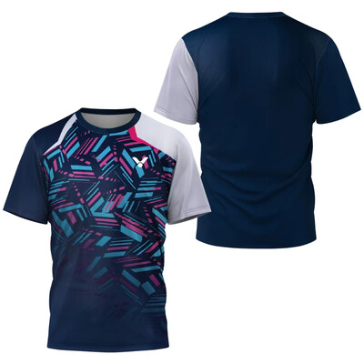 Muška ljetna majica za badminton, koja se brzo suši, prozračna sportska majica za trening stolnog tenisa na otvorenom, kratkih rukava, trendi majica s printom