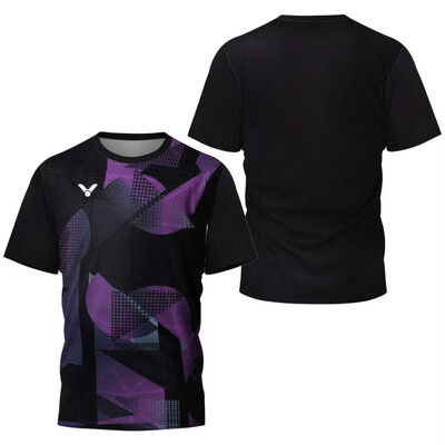 Muška ljetna majica za badminton, koja se brzo suši, prozračna sportska majica za trening stolnog tenisa na otvorenom, kratkih rukava, trendi majica s printom