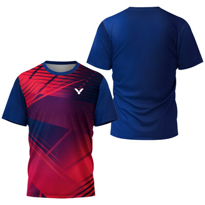 Muška ljetna majica za badminton, koja se brzo suši, prozračna sportska majica za trening stolnog tenisa na otvorenom, kratkih rukava, trendi majica s printom