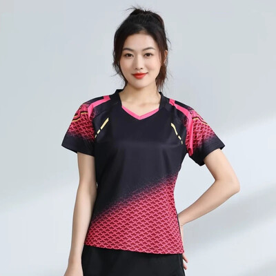 Дамски тениски за тенис на маса Пастелни тениски Дрехи за бадминтон с 3D графичен печат Бързосъхнещи дрехи за състезания по пинг-понг Джърси