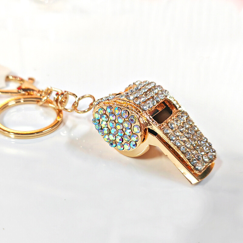 Puikus deimantinis Ref Whistle Raktų pakabukas Krepšys Kabantis Priedai Švilpukas pakabukas Kalnų krištolas