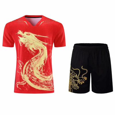 2021 Νέοι άντρες και γυναίκες ΚΙΝΑ Dragon Table Tennis Jerseys Σορτς Σετ, Ανδρικά και παιδικά πουκάμισα μπάντμιντον ρούχα πινγκ πονγκ αθλητικά κοστούμια