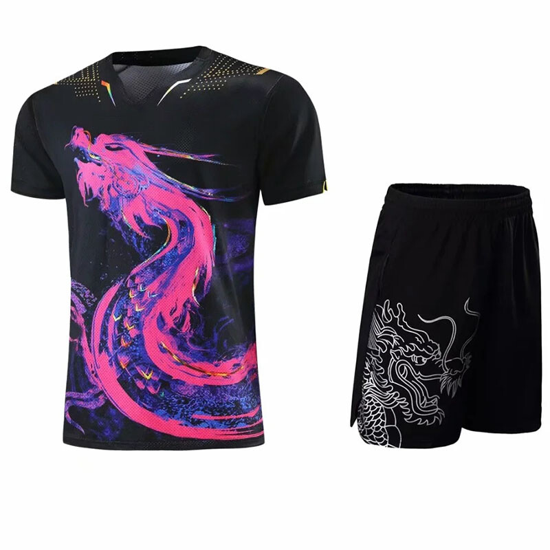 2021 Νέοι άντρες και γυναίκες ΚΙΝΑ Dragon Table Tennis Jerseys Σορτς Σετ, Ανδρικά και παιδικά πουκάμισα μπάντμιντον ρούχα πινγκ πονγκ αθλητικά κοστούμια