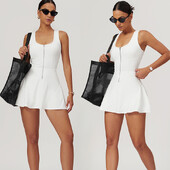 Teniska haljina bez rukava s patentnim zatvaračem Ženske jednodijelne sportske garniture za fitness Push-up Trenirke za vježbanje s jastučićima za prsa Odijela za jogu