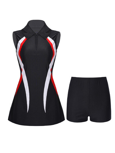 Ženska teniska haljina Badminton Golf Sportska odjeća Sportska haljina bez rukava s patentnim zatvaračem i kratkim hlačicama za aktivnosti na otvorenom