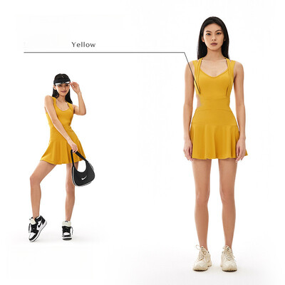 Nugarą formuojanti suknelė Trumpas bėgimas Teniso sijonas Joga Drabužiai Mankšta Treniruotė Sportas Fitnesas Kvėpuojantis Joga Nuogas Teniso Drabužiai