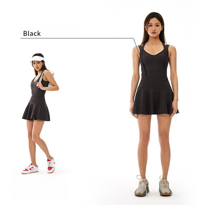 Nugarą formuojanti suknelė Trumpas bėgimas Teniso sijonas Joga Drabužiai Mankšta Treniruotė Sportas Fitnesas Kvėpuojantis Joga Nuogas Teniso Drabužiai