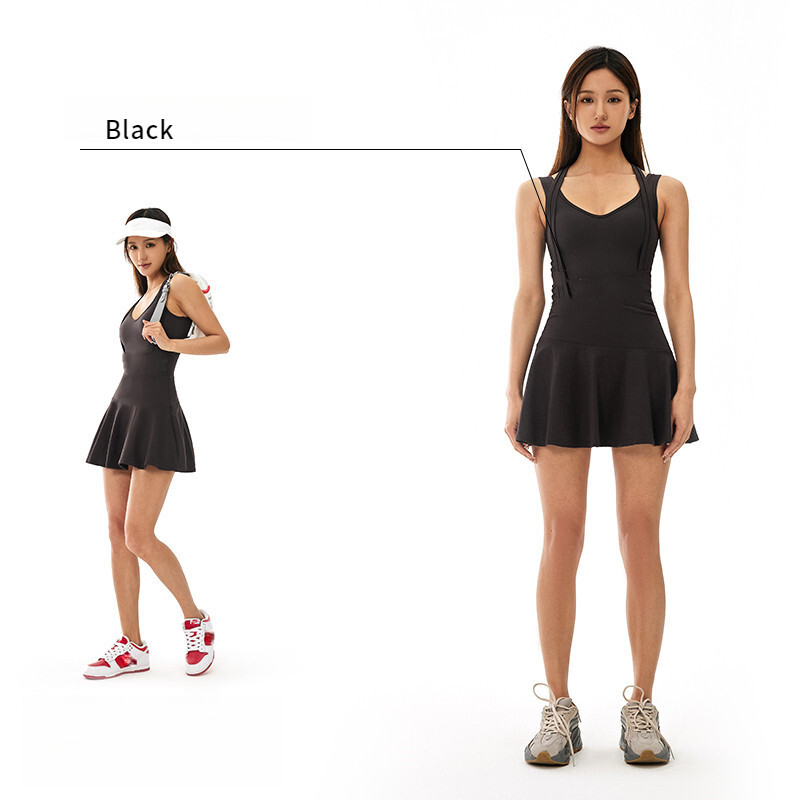 Nugarą formuojanti suknelė Trumpas bėgimas Teniso sijonas Joga Drabužiai Mankšta Treniruotė Sportas Fitnesas Kvėpuojantis Joga Nuogas Teniso Drabužiai