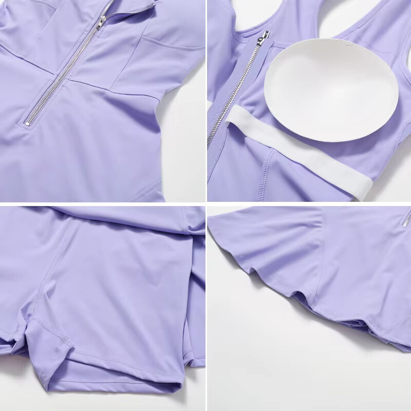 Sportlik lühike seelikukomplekt Fitness Spordirõivad Jooksukostüüm Golf Tennis Kleit Treeningriided