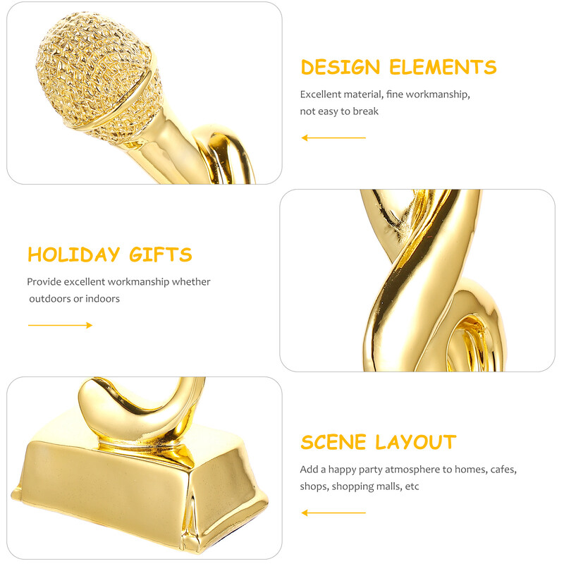 Trofej Nagrada Mikrofon Party Trophiessinging Awards Karaoke Zlatni Glazbeni Mikrofon Statua Napomena Zlatni poklon Smiješne medalje Djeca