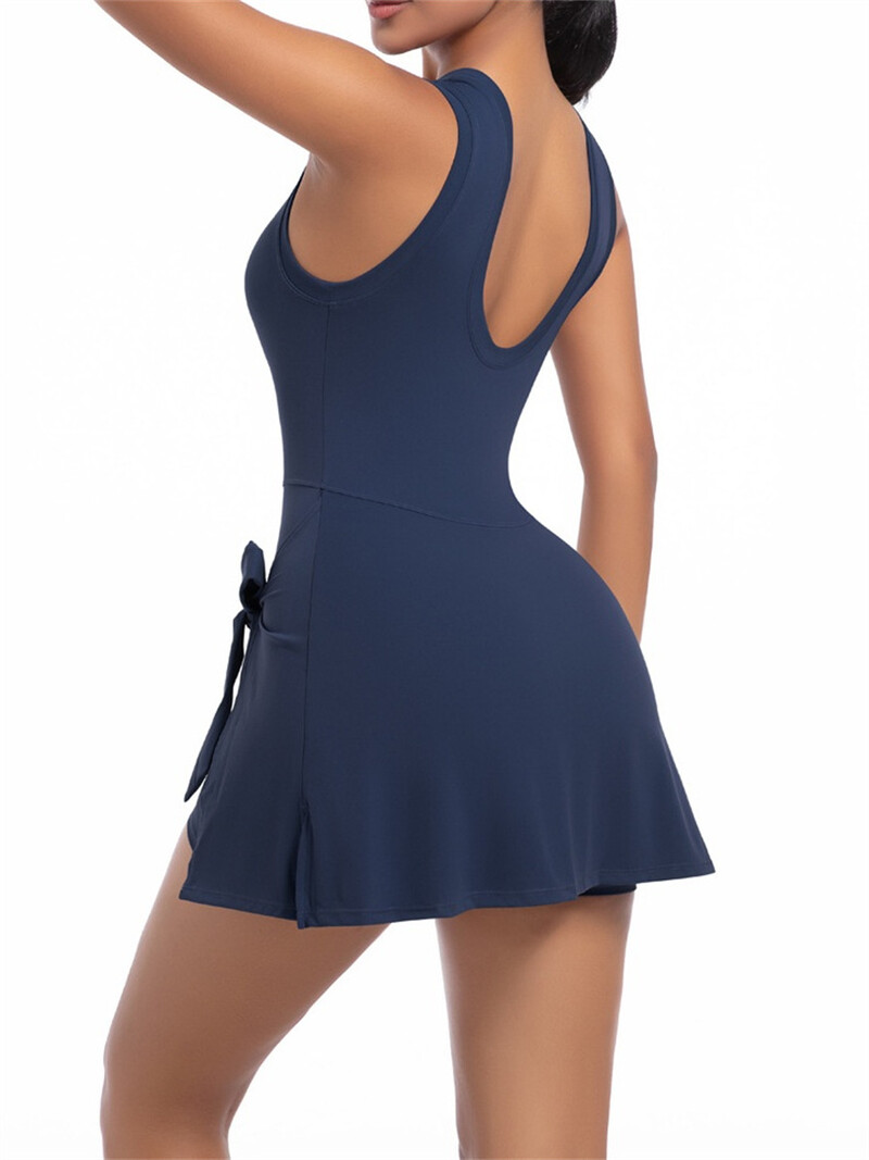 Pimestamisvastane tennisekleit naiste ühevärviline, varrukateta ühes tükis joogakostüüm, sporditreening, jooksmine, treening, sulgpall.