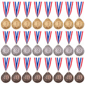 Metalne medalje za dodjelu od 3 komada s vrpcom oko vrata Zlatno srebrno brončani stil za sportska akademska natjecanja Nagrada za pobjednika medalje