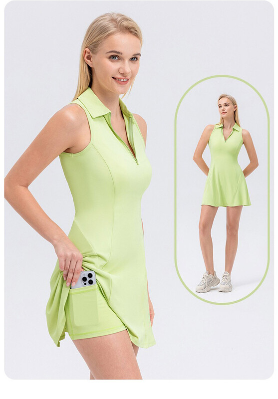 Suures suuruses S-XXL polo tennisekleit tõmbluku ja lühikeste pükstega kokkupõrkega golfi sulgpallikleit vabaaja kiirelt kuivav veniv treeningseelik