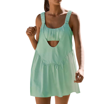 Naiste tennisekleit ühes tükis Slim Fit, pehmed spordikomplektid, golfi sulgpall Skorts, seljatugi, rinnapatjadega dressid Joogakostüümid