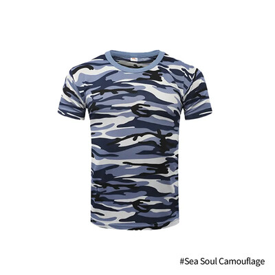 Kamuflāžas taktiskais krekls ar īsām piedurknēm vīriešu elpojošs, ātri žūstošs kaujas T-krekls āra T krekls Camo pārgājienu medību krekli