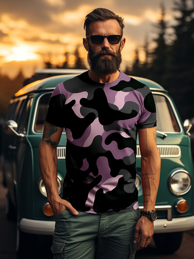 Ljetne muške majice kratkih rukava za trčanje na otvorenom, slobodne i udobne dnevne, ležerne majice, modni kamuflažni uzorak