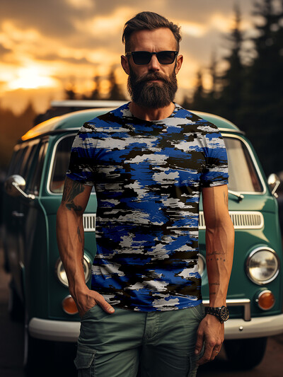 Ljetne muške majice kratkih rukava za trčanje na otvorenom, slobodne i udobne dnevne, ležerne majice, modni kamuflažni uzorak
