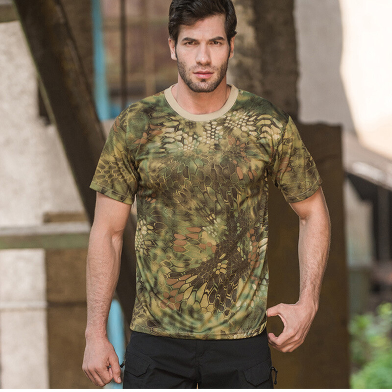 Vīriešu ikdienas t-krekli ar īsām piedurknēm kamuflāžas T-krekls Ātri nožūst āra sporta zālei T-krekli, vīriešu apģērbi