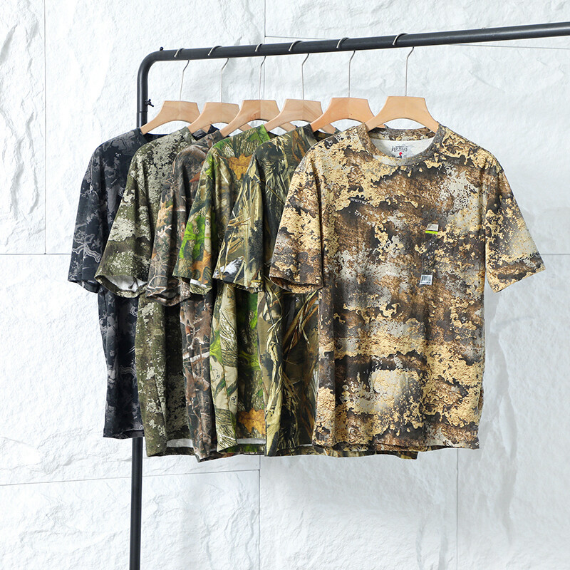 S-6XL vyriški medžiokliniai marškinėliai Kamufliažiniai marškinėliai sportiniai žygiams lauke vyriški marškinėliai greitai išdžiūstantys, drėgmę sugeriantys JAV dydis