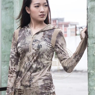 Kryptek Typhon Camo ženska majica s kapuljačom, lovačka majica s kapuljačom za brzo sušenje, taktička majica s kapuljačom za djevojčice