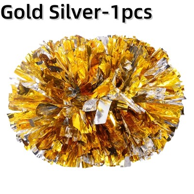 Karsējmeiteņu pomponi ar rokturi uzmundrināšanas bumbiņas lielas zelta sudraba sarkanas dzeltenas zilas roku deju puķes aksesuāri sievietēm, meitenēm