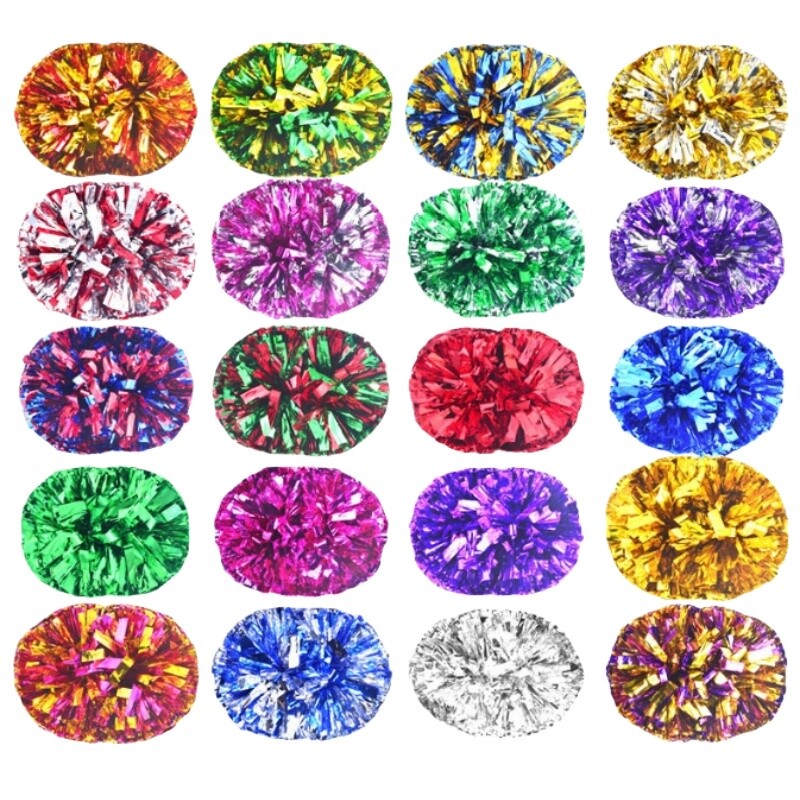 Karsējmeiteņu pomponi ar rokturi uzmundrināšanas bumbiņas lielas zelta sudraba sarkanas dzeltenas zilas roku deju puķes aksesuāri sievietēm, meitenēm