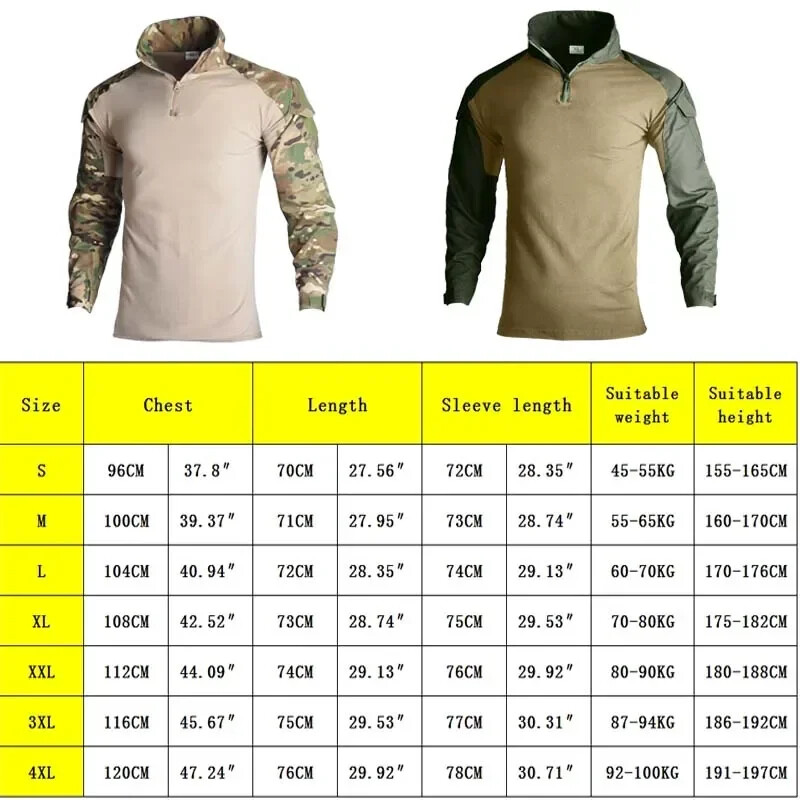 Taktičke majice dugih rukava za muškarce CP Army Combat Shirt Zipper Ripstop Pamuk Vojne kamuflažne Airsoft majice Muška odjeća