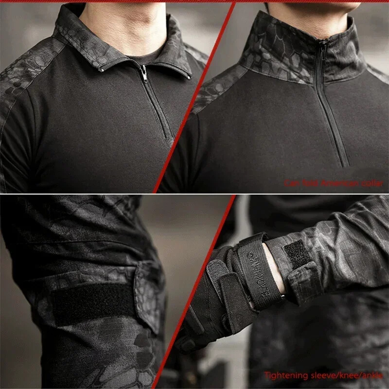 Taktičke majice dugih rukava za muškarce CP Army Combat Shirt Zipper Ripstop Pamuk Vojne kamuflažne Airsoft majice Muška odjeća