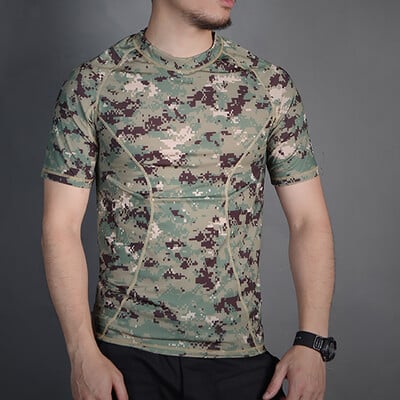 Emersongear Tactical Skin Tight Base Layer Running Shirts Камуфлажна тениска с къси ръкави за спорт на открито Отвеждаща потта тениска AOR2