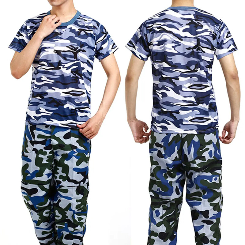Vasaras vīriešu T-krekls, kas darbojas brīvā dabā ar īsām piedurknēm, brīvi un ērti ikdienas t-krekli, modes kamuflāžas raksti