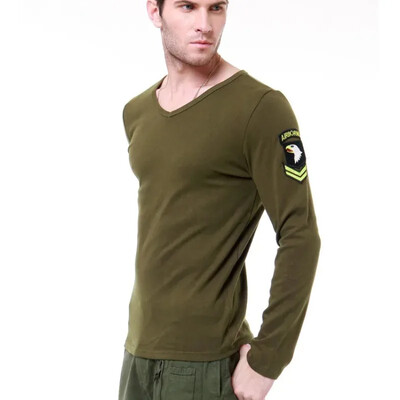 Pieguļošs T-krekls medībām ar garām piedurknēm, izšūta aproce, augsta elastība, āra militārie fani, izdzīvošanas topi