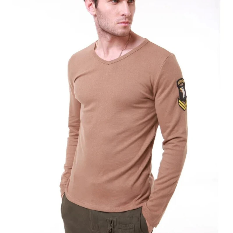 Pieguļošs T-krekls medībām ar garām piedurknēm, izšūta aproce, augsta elastība, āra militārie fani, izdzīvošanas topi