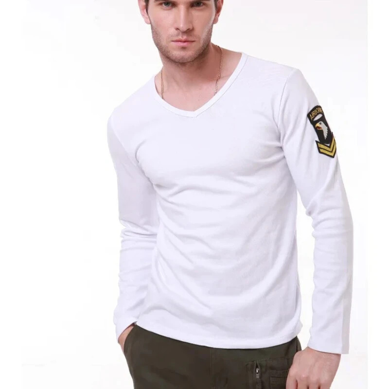 Pieguļošs T-krekls medībām ar garām piedurknēm, izšūta aproce, augsta elastība, āra militārie fani, izdzīvošanas topi